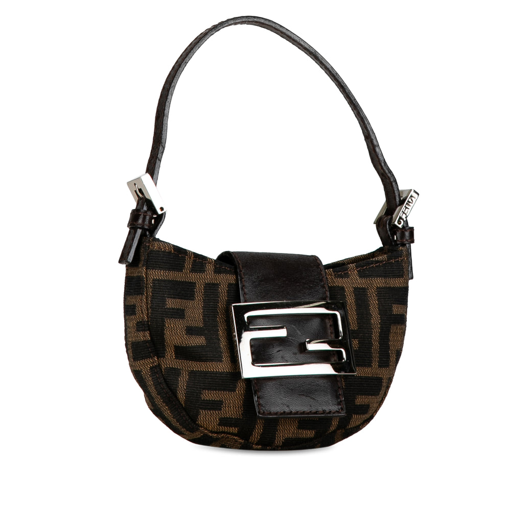 Mini Zucca Canvas Croissant Handbag Brown - Gaby Paris