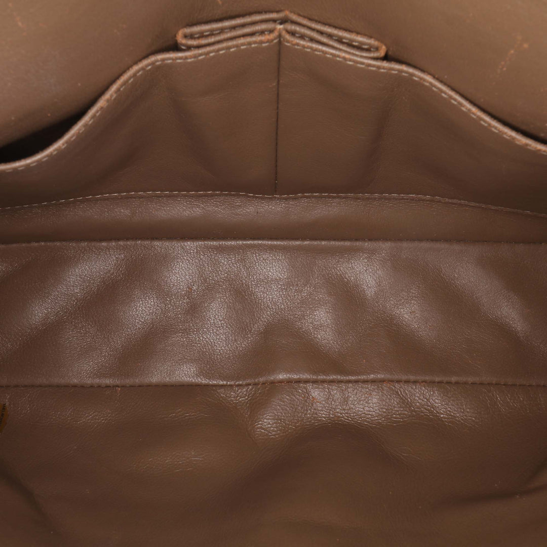 Medium Classic Crinkled Patent Double Flap Brown - Gaby Paris