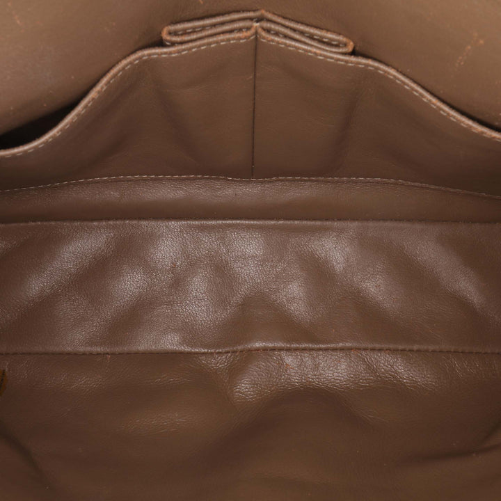 Medium Classic Crinkled Patent Double Flap Brown - Gaby Paris
