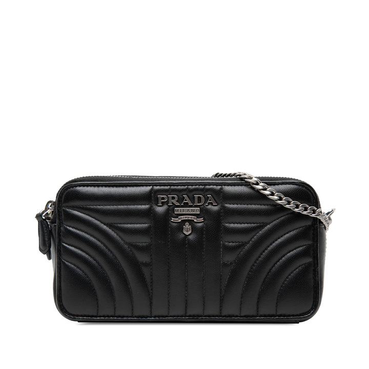 Prada Mini Soft Veau Impunture Diagramme Double Zip Sac porté croisé