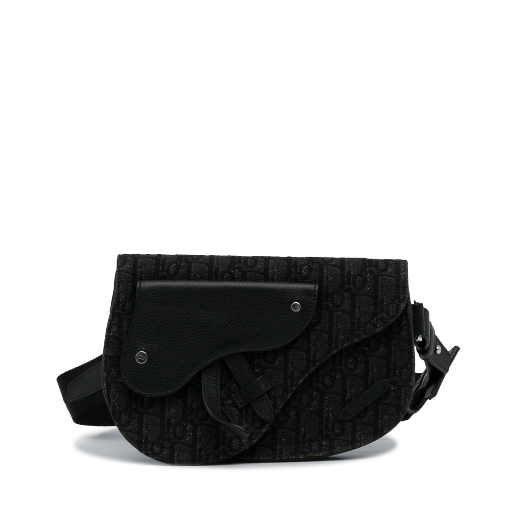 Oblique Saddle Messenger Bag Black - Gaby Paris