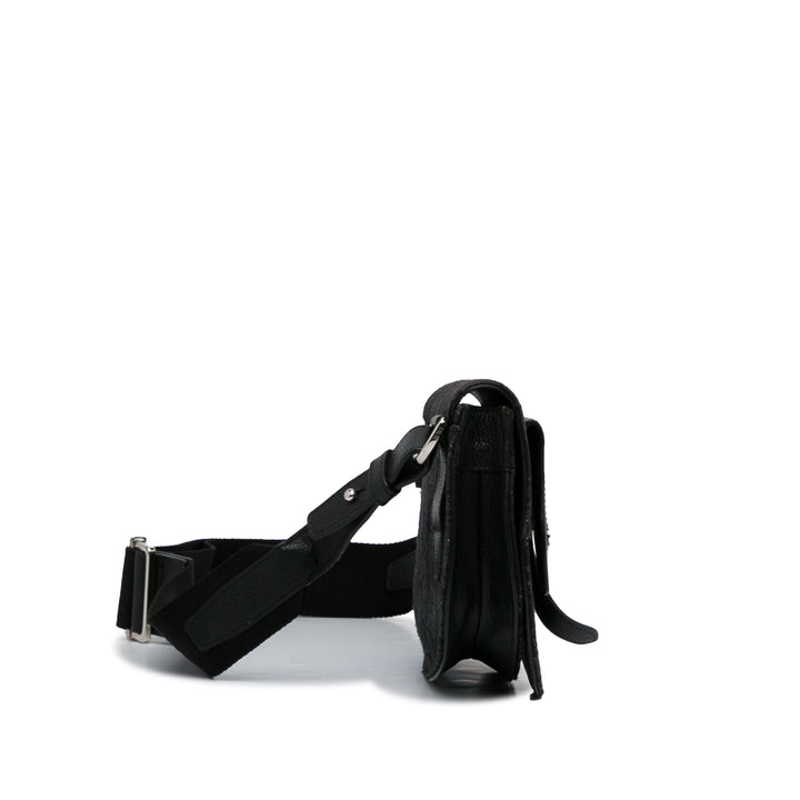 Oblique Canvas Saddle Messenger Bag Black - Gaby Paris