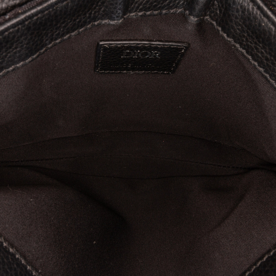 Oblique Canvas Saddle Messenger Bag Black - Gaby Paris