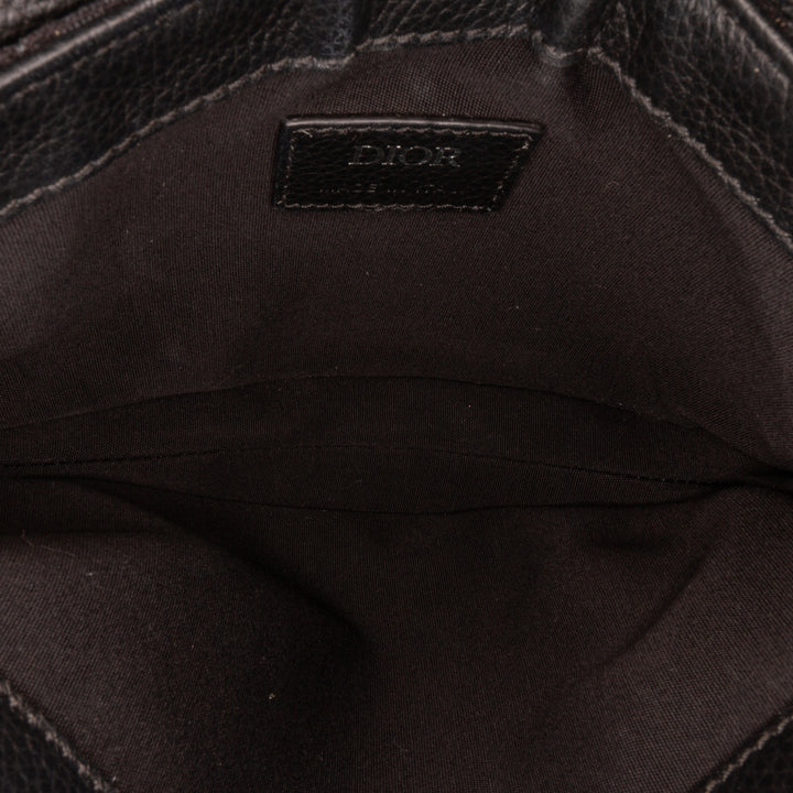 Oblique Canvas Saddle Messenger Bag Black - Gaby Paris