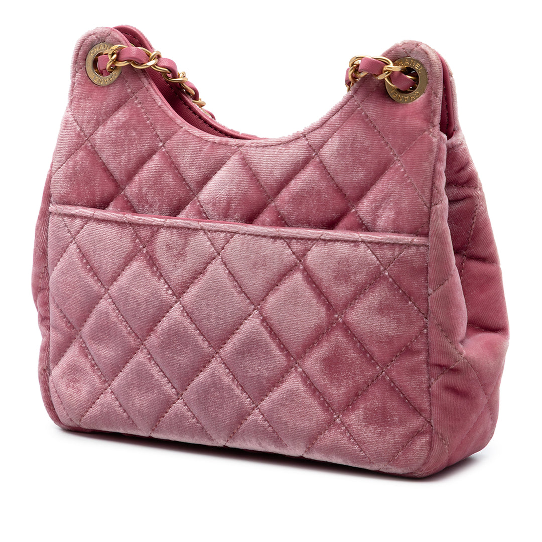 Chanel Small Matelassé Velours Wavy CC Hobo