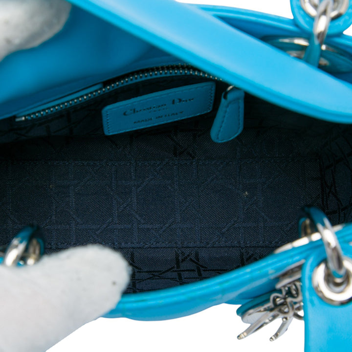 Dior Lady Dior Cannage Mini Cuir d'agneau Bleu – vue 4 – GABY PARIS