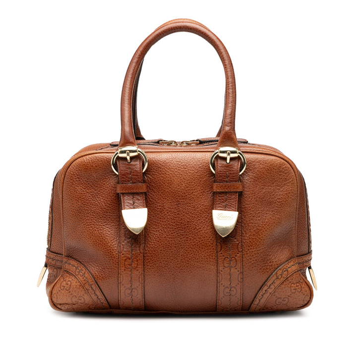 Gucci Guccissima Trimmed Cuir Signoria Boston Bag