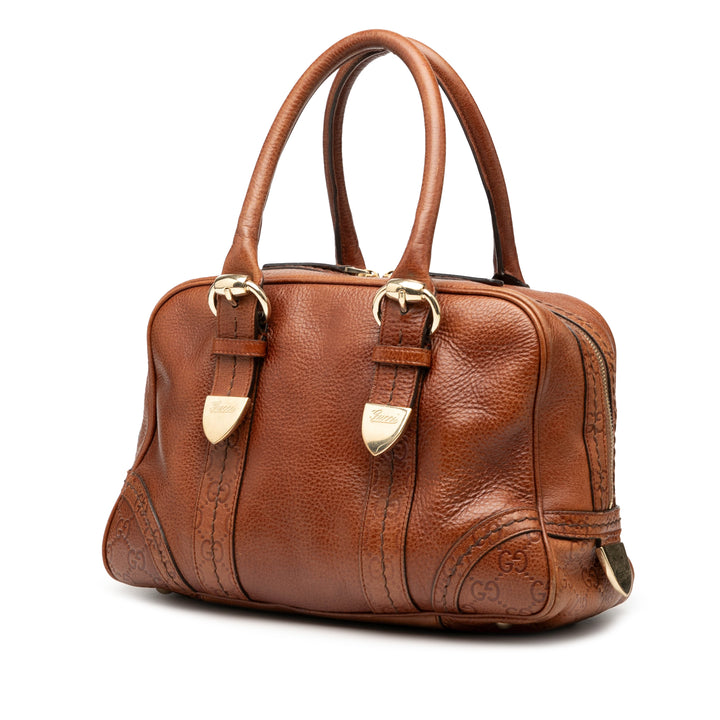 Gucci Guccissima Trimmed Cuir Signoria Boston Bag