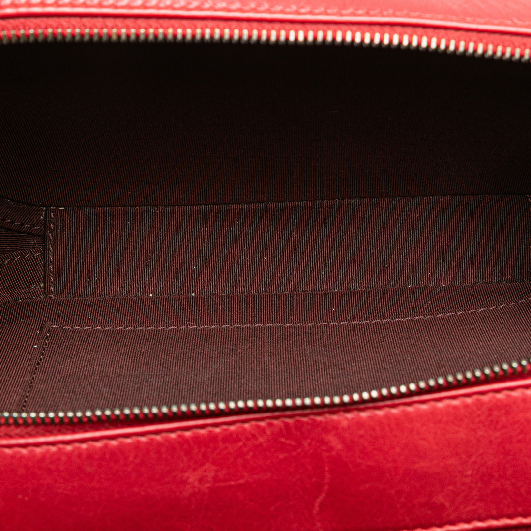 Small Quilted Glazed Calfskin Coco Boy Camera Bag Red - Gaby Paris