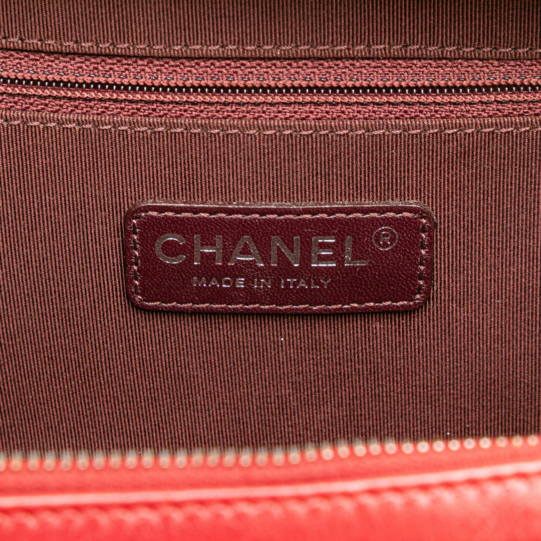 Small Quilted Glazed Calfskin Coco Boy Camera Bag Red - Gaby Paris