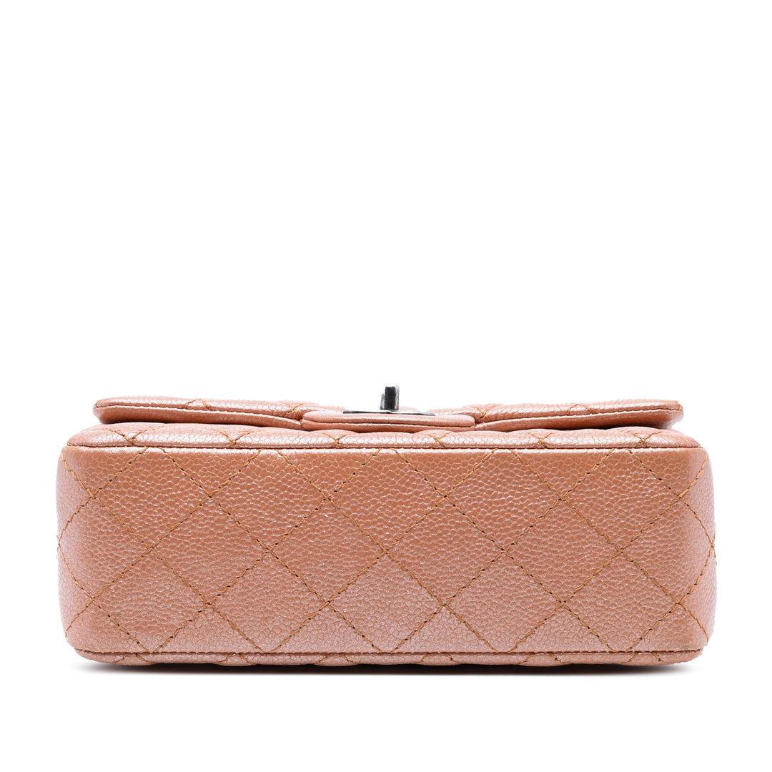 Chanel Mini Rectangular Classic Métallisé Caviar Simple rabat Rose – GABY PARIS Authentique