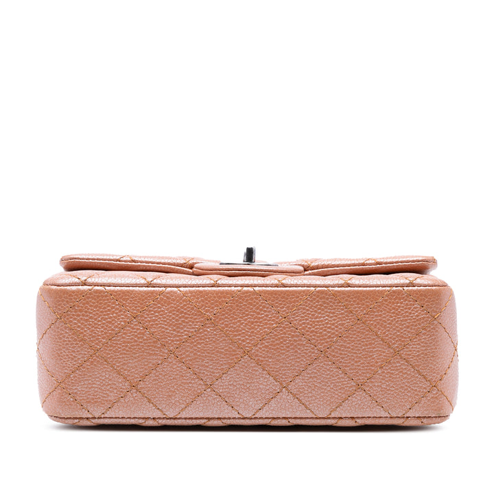 Chanel Mini Rectangular Classic Métallisé Caviar Simple rabat Rose – GABY PARIS Authentique