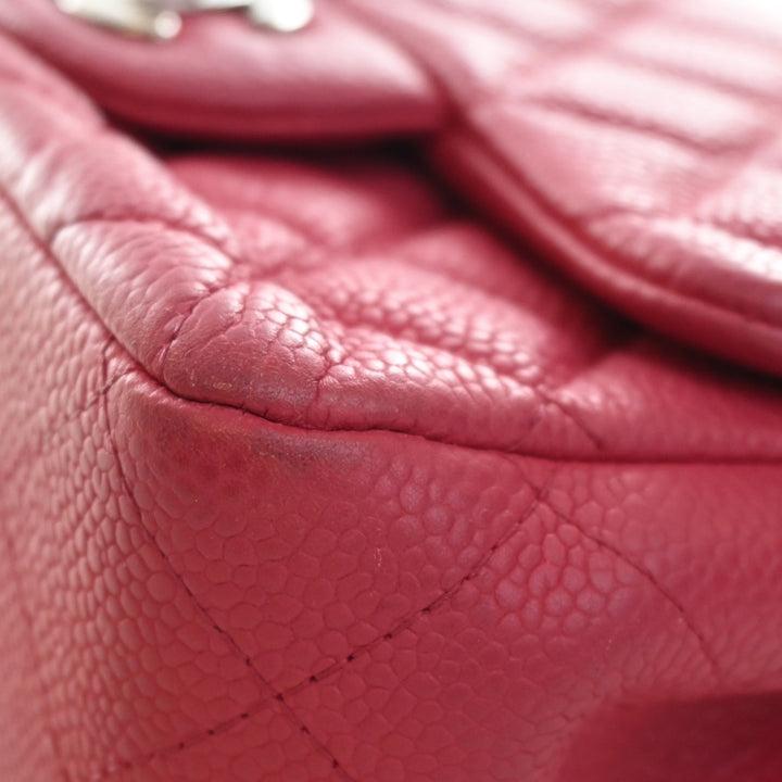 Classic Carré Rabat simple Mini Cuir caviar Rose