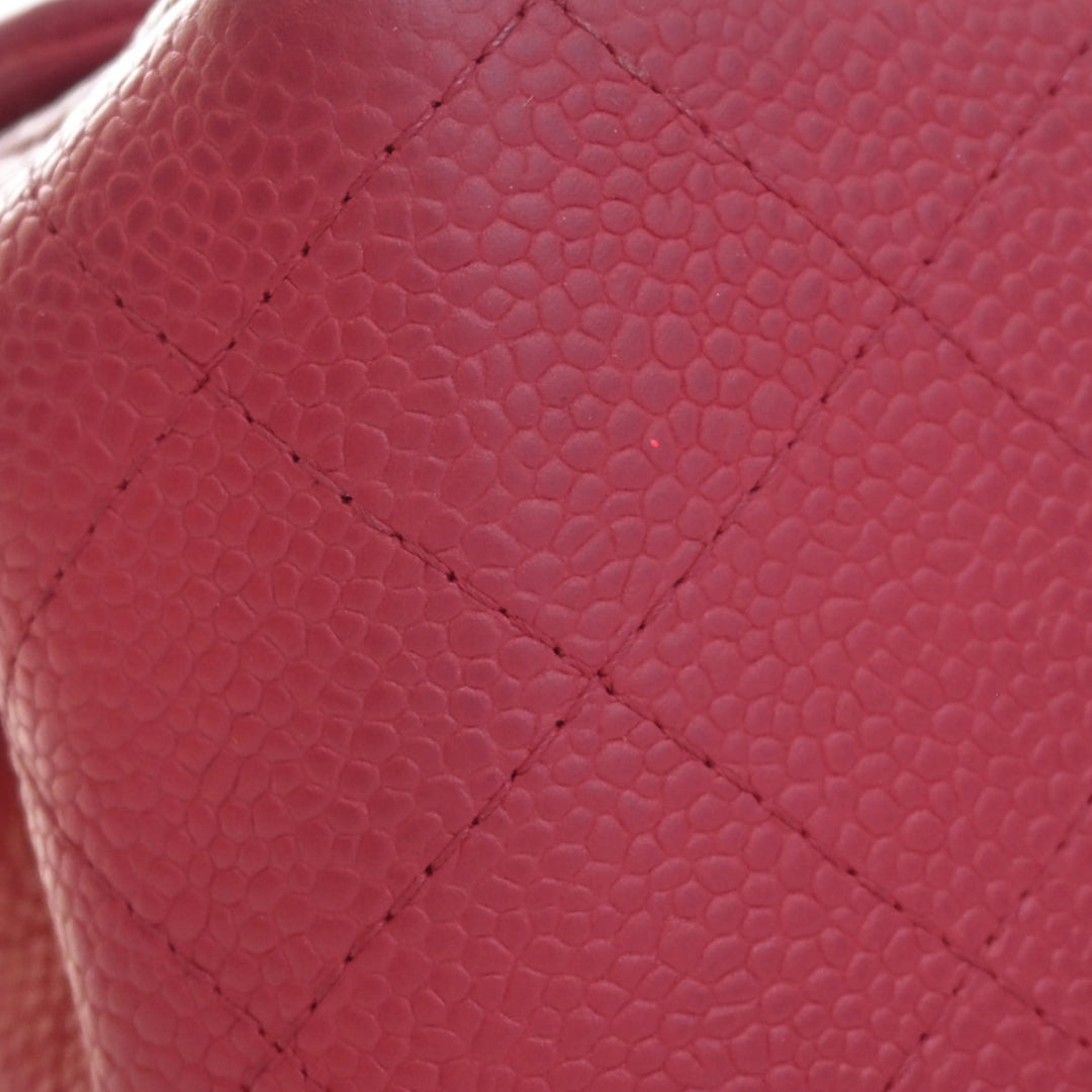 Classic Carré Rabat simple Mini Cuir caviar Rose