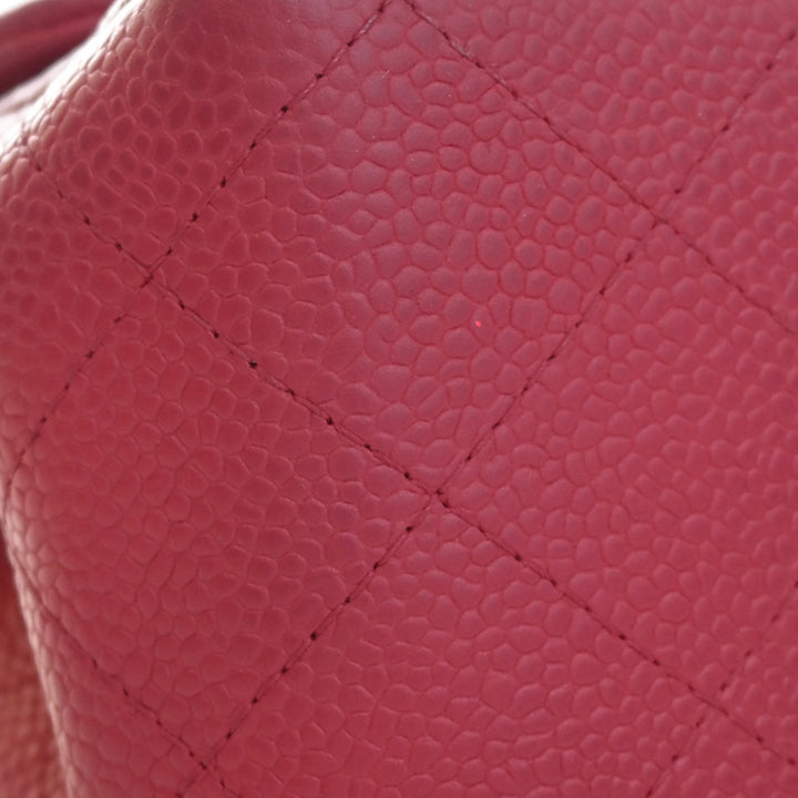 Classic Carré Rabat simple Mini Cuir caviar Rose