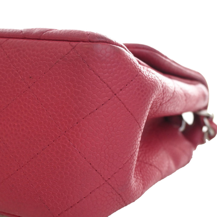 Classic Carré Rabat simple Mini Cuir caviar Rose