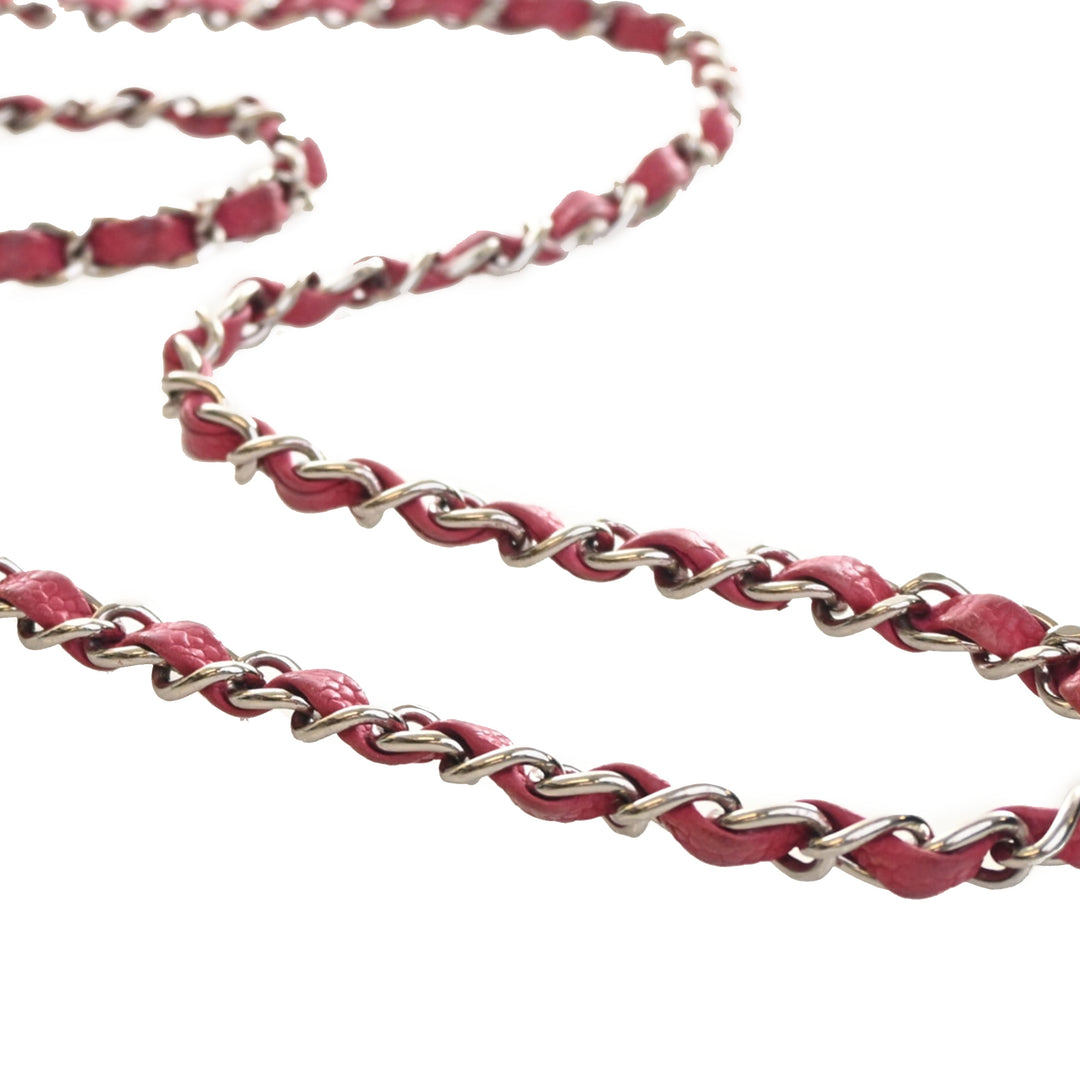 Classic Carré Rabat simple Mini Cuir caviar Rose