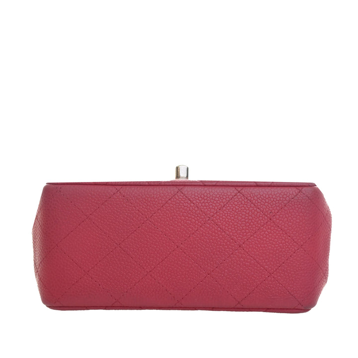 Classic Carré Rabat simple Mini Cuir caviar Rose