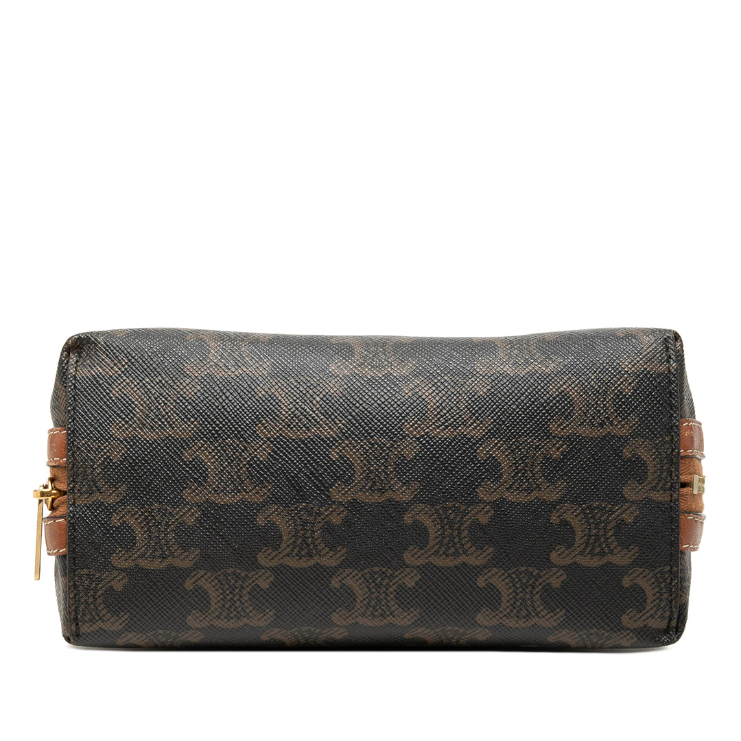 Triomphe brodé Logo Pochette avec chaîne Triomphe enduite Marron