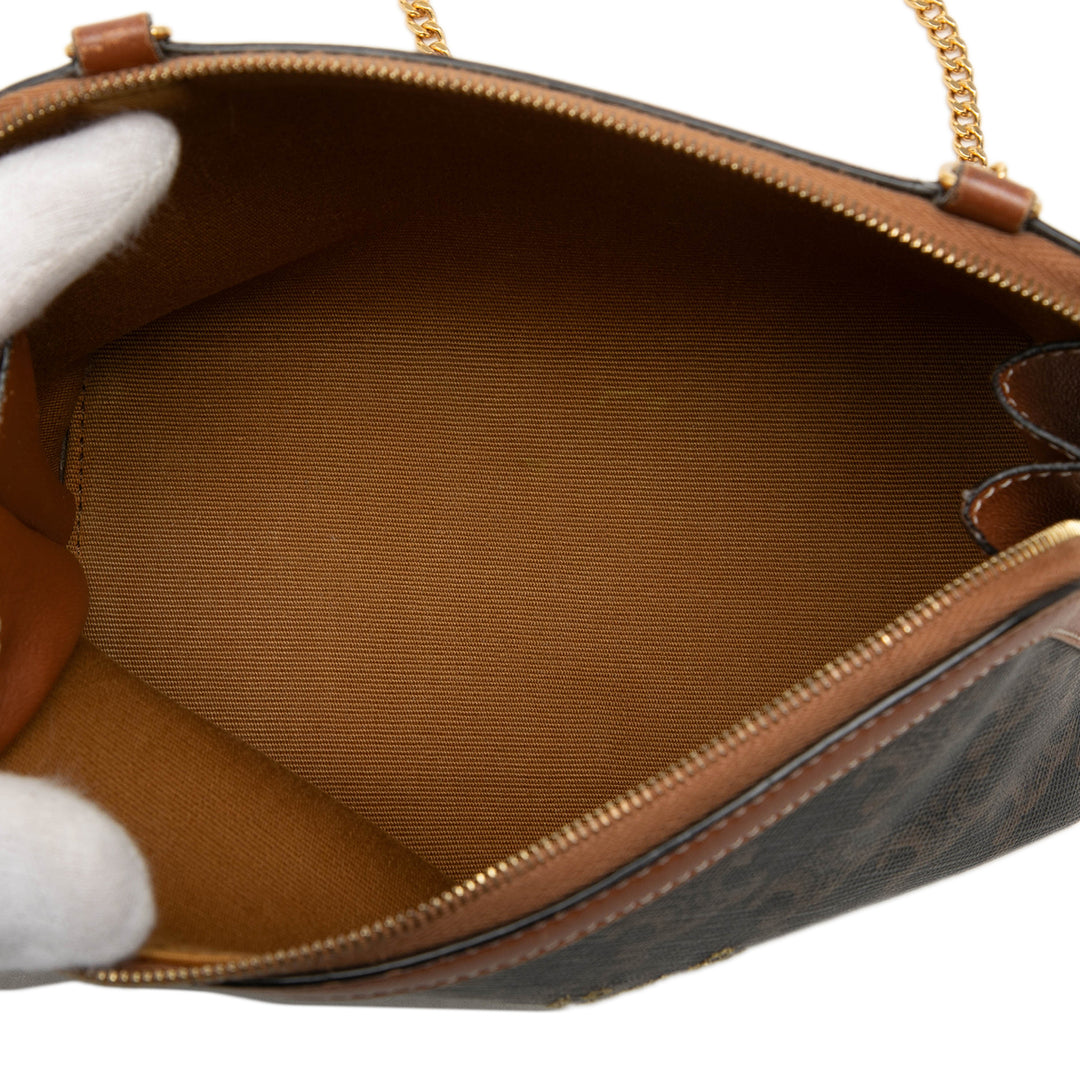 Triomphe brodé Logo Pochette avec chaîne Triomphe enduite Marron