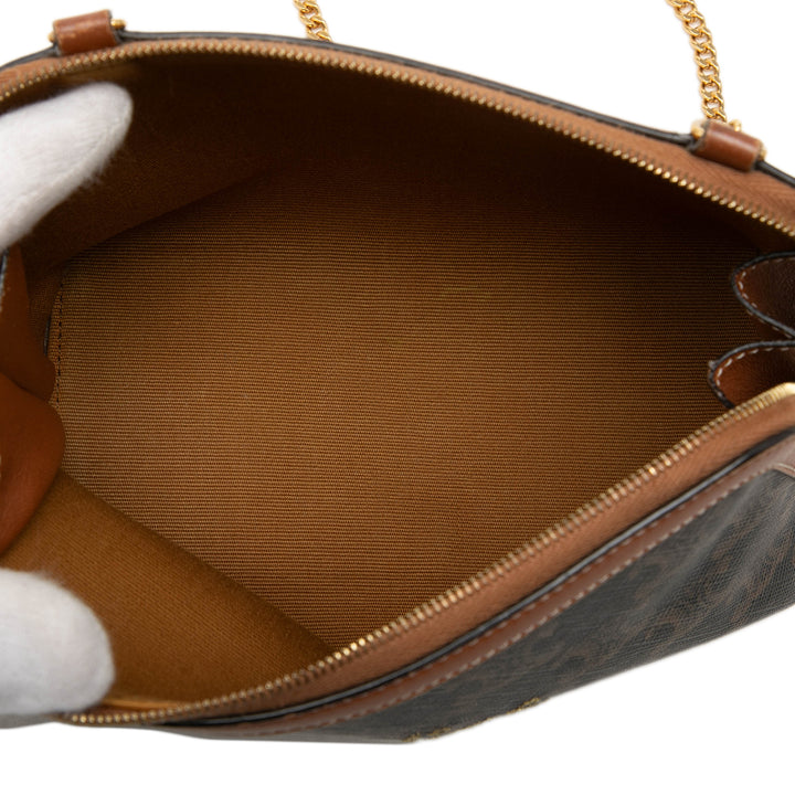 Triomphe brodé Logo Pochette avec chaîne Triomphe enduite Marron