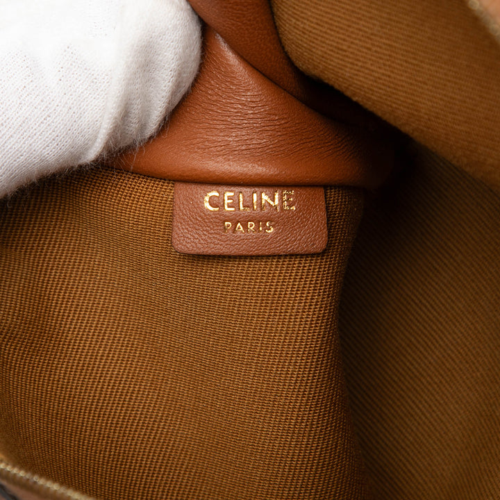 Triomphe brodé Logo Pochette avec chaîne Triomphe enduite Marron