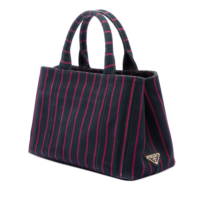 Prada Small Toile Canapa Logo Stripes Sac