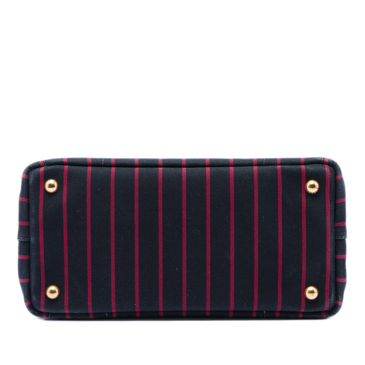 Prada Small Toile Canapa Logo Stripes Sac