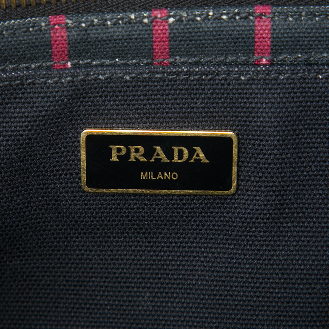 Prada Small Toile Canapa Logo Stripes Sac