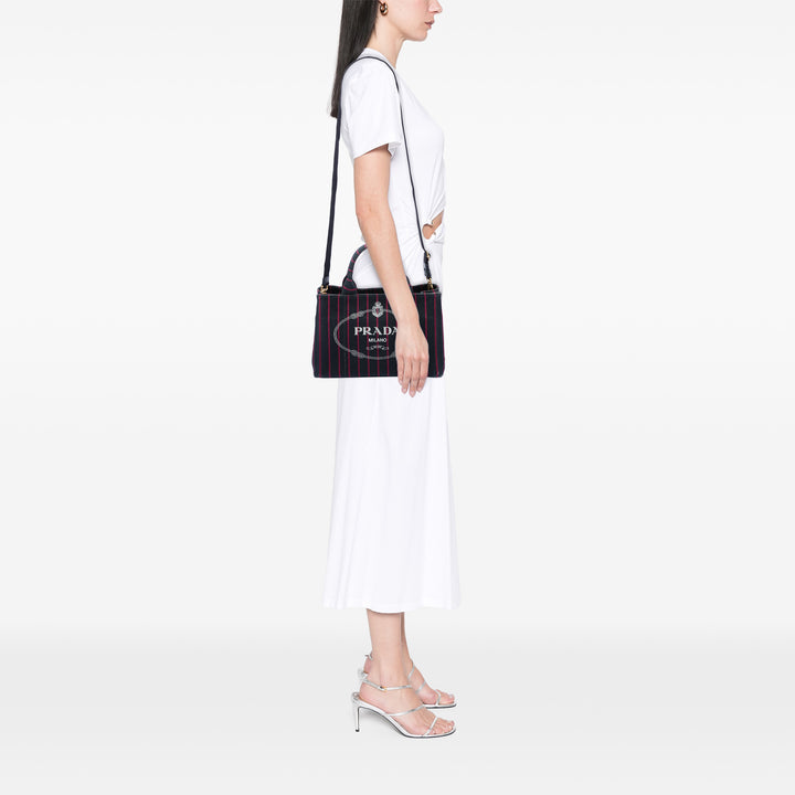 Prada Small Toile Canapa Logo Stripes Sac