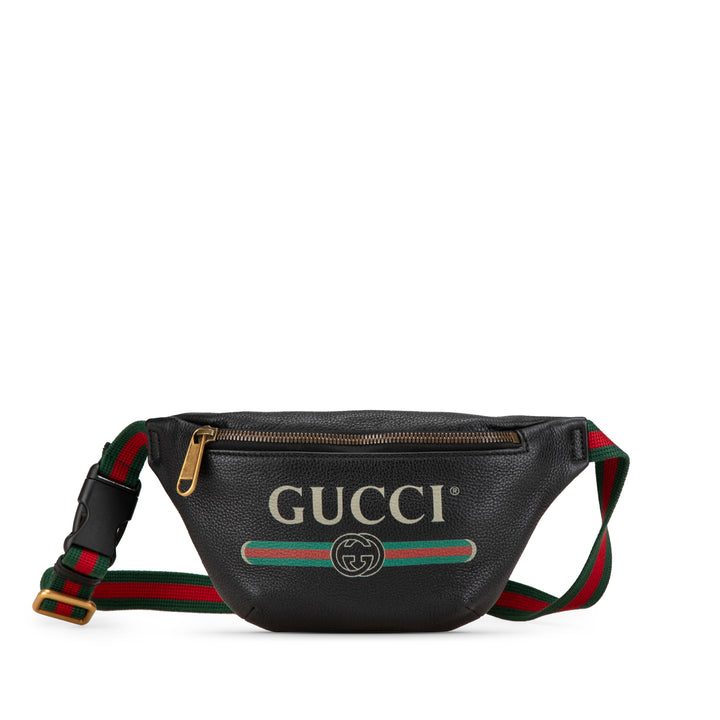 Leather Logo Belt Bag Black - Gaby Paris