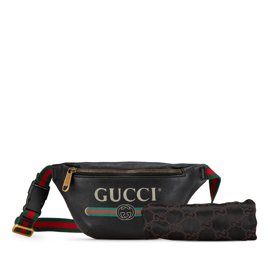 Leather Logo Belt Bag Black - Gaby Paris