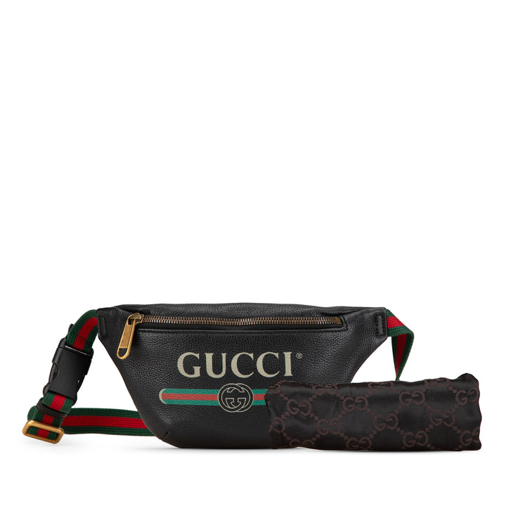 Leather Logo Belt Bag Black - Gaby Paris