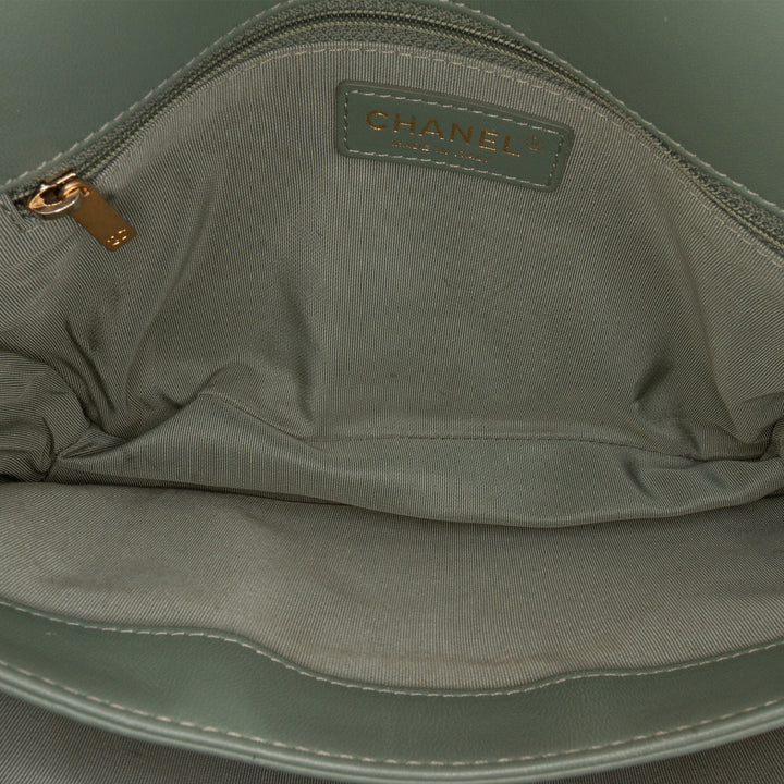 Large Quilted Lambskin Daily Companion Flap Green - Gaby Paris