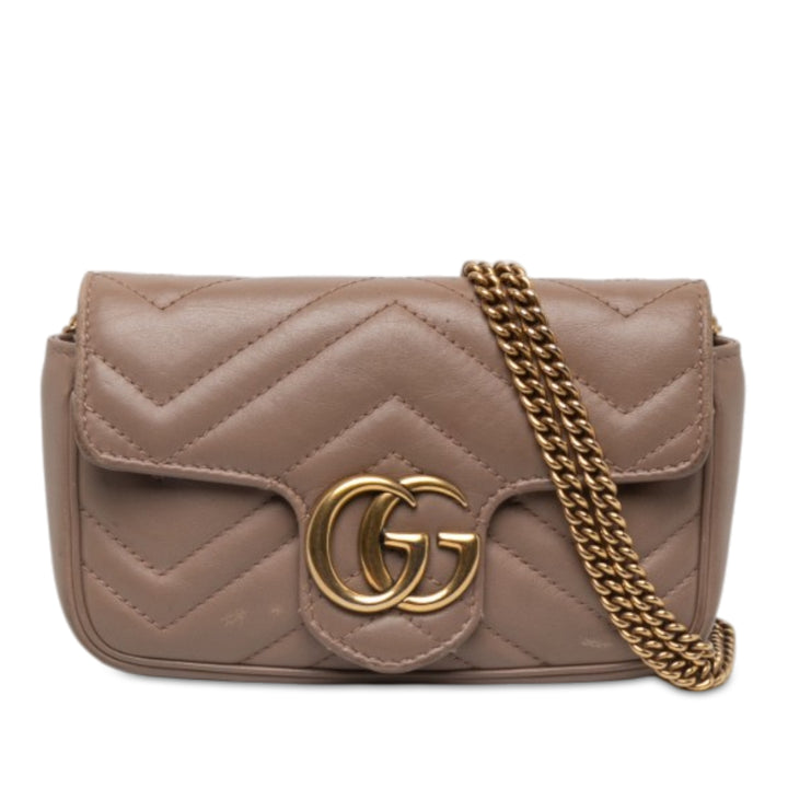 Gucci GG Marmont Matelasse à rabat Sac Mini Marron – vue principale – GABY PARIS