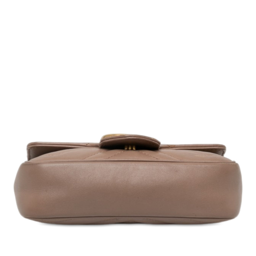 Gucci GG Marmont Matelasse à rabat Sac Mini Marron – vue 3 – GABY PARIS