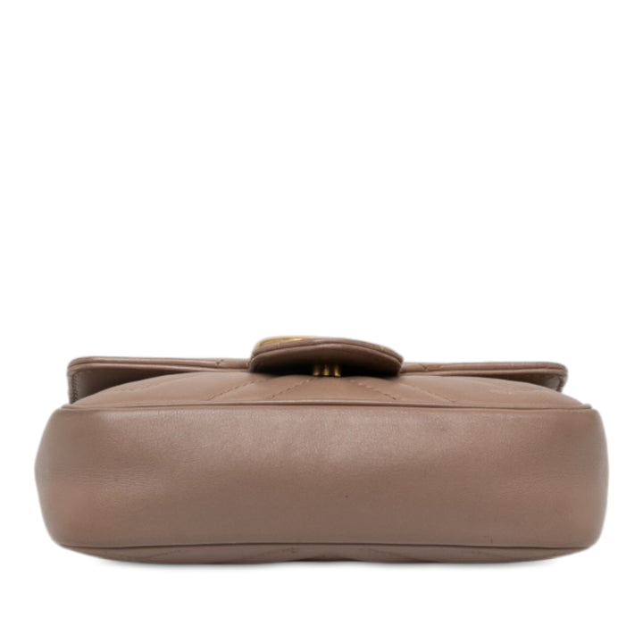Gucci GG Marmont Matelasse à rabat Sac Mini Marron – vue 3 – GABY PARIS