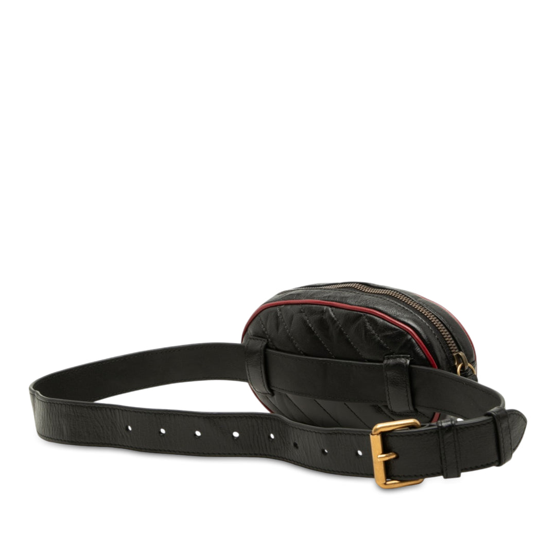 GG Marmont Matelasse Torchon Sac ceinture Cuir de veau Noir