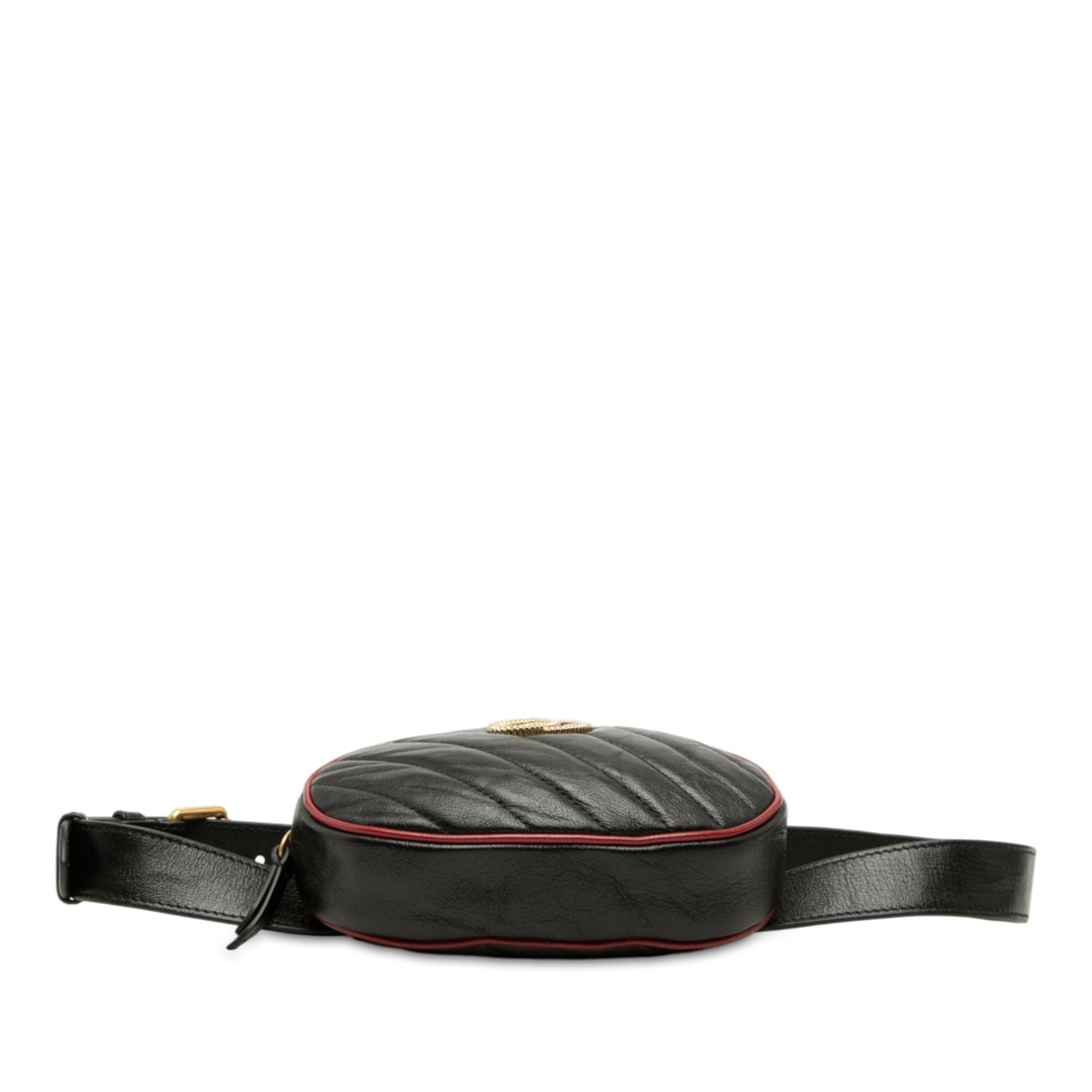 GG Marmont Matelasse Torchon Sac ceinture Cuir de veau Noir