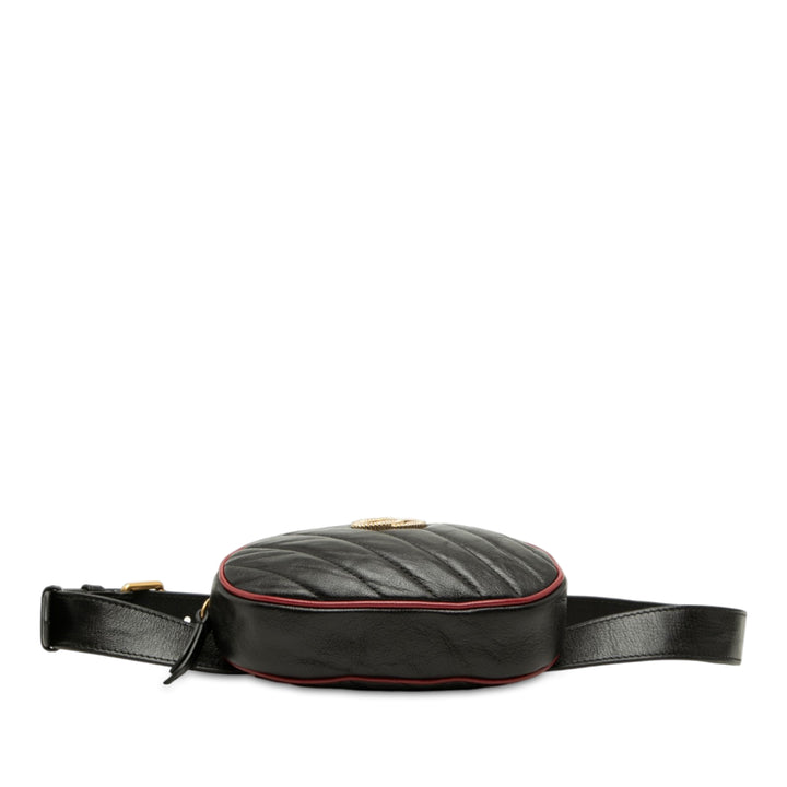 GG Marmont Matelasse Torchon Sac ceinture Cuir de veau Noir