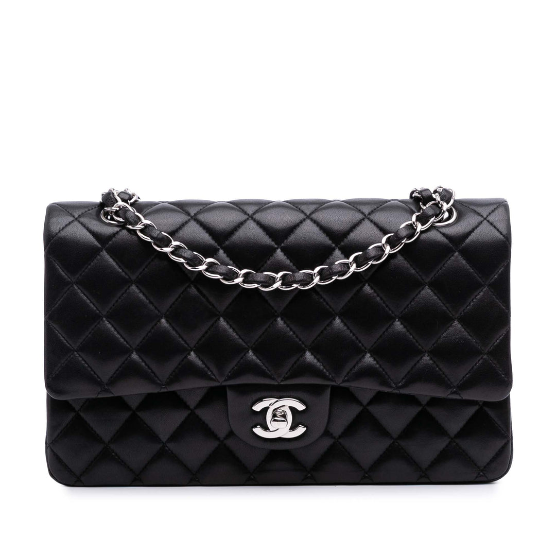 Medium Classic Lambskin Double Flap Black - Gaby Paris