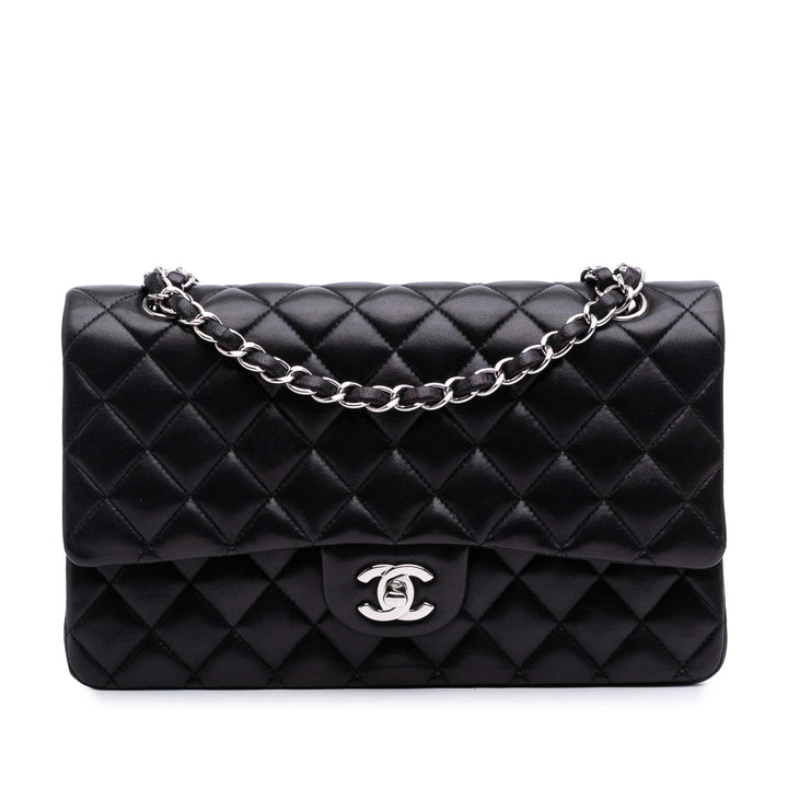 Medium Classic Lambskin Double Flap Black - Gaby Paris