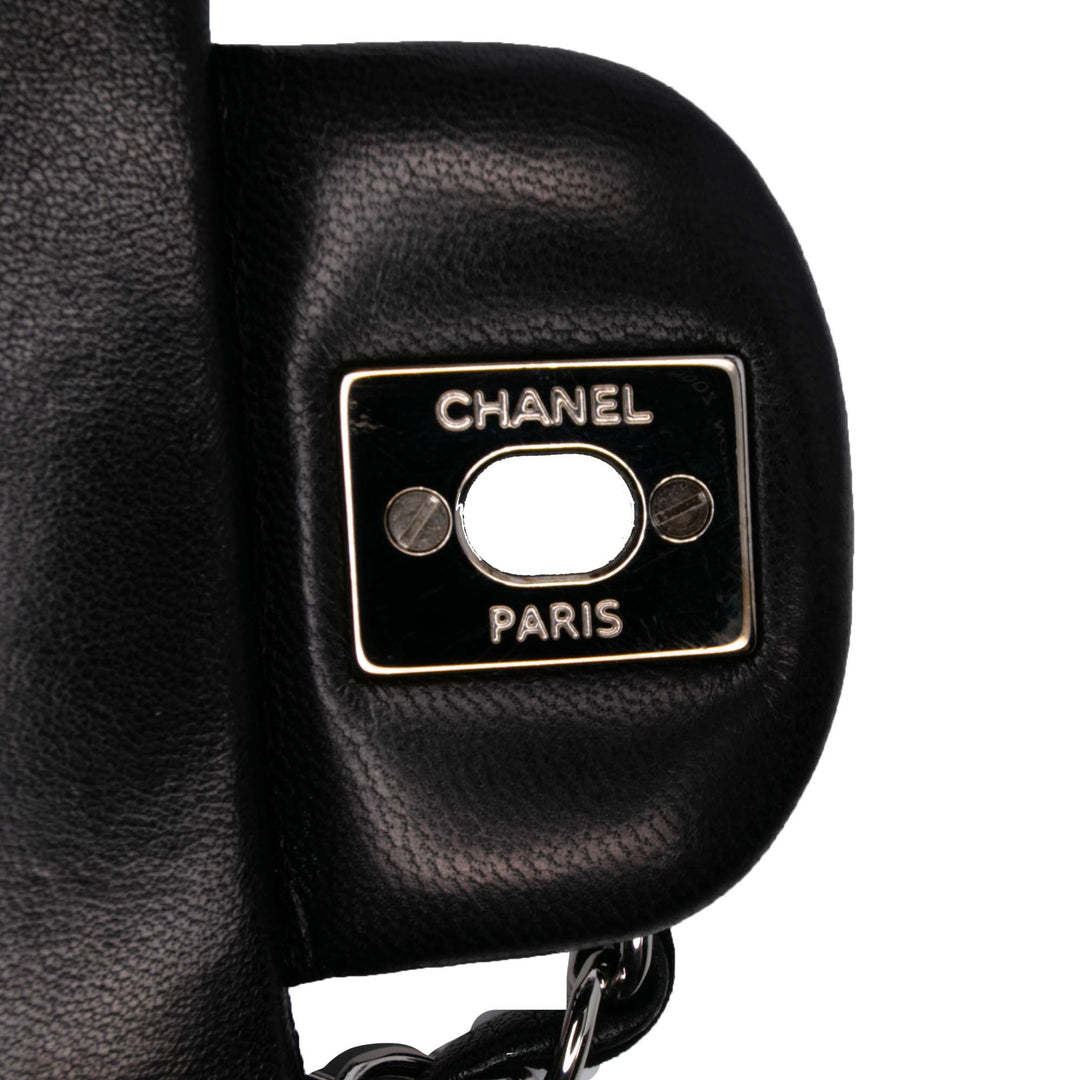 Medium Classic Lambskin Double Flap Black - Gaby Paris