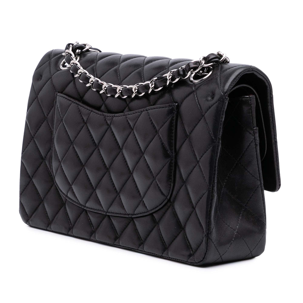 Medium Classic Lambskin Double Flap Black - Gaby Paris