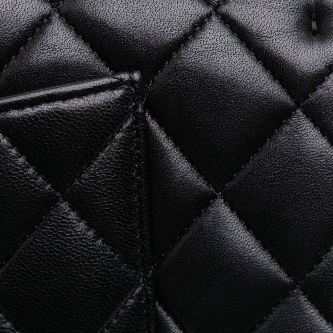 Medium Classic Lambskin Double Flap Black - Gaby Paris