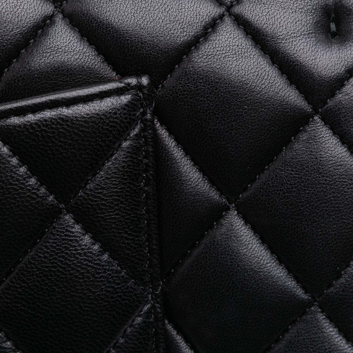Medium Classic Lambskin Double Flap Black - Gaby Paris