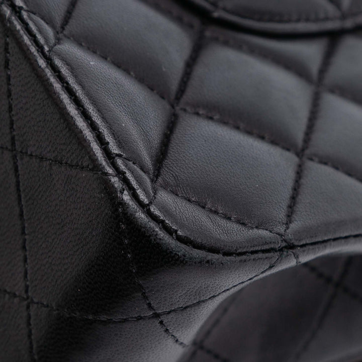 Medium Classic Lambskin Double Flap Black - Gaby Paris