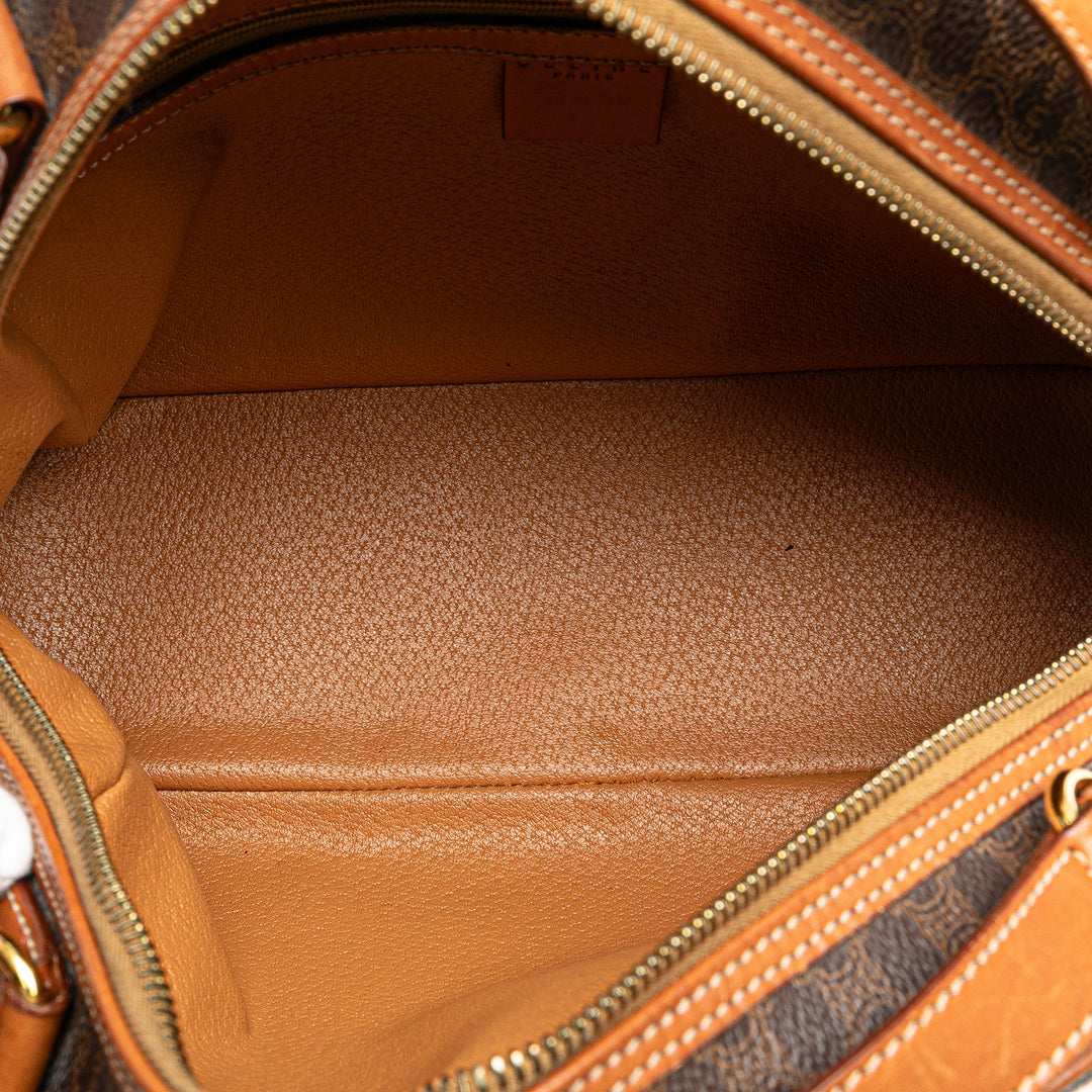 Macadam Coated Canvas Handbag Brown - Gaby Paris