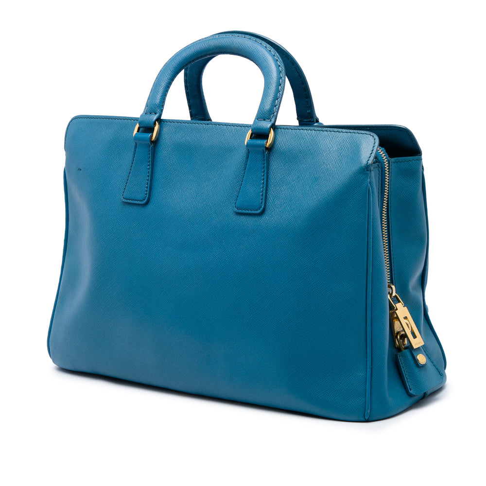 Prada Cabas Lux Zippé Saffiano Moyen Bleu – vue 2 – GABY PARIS