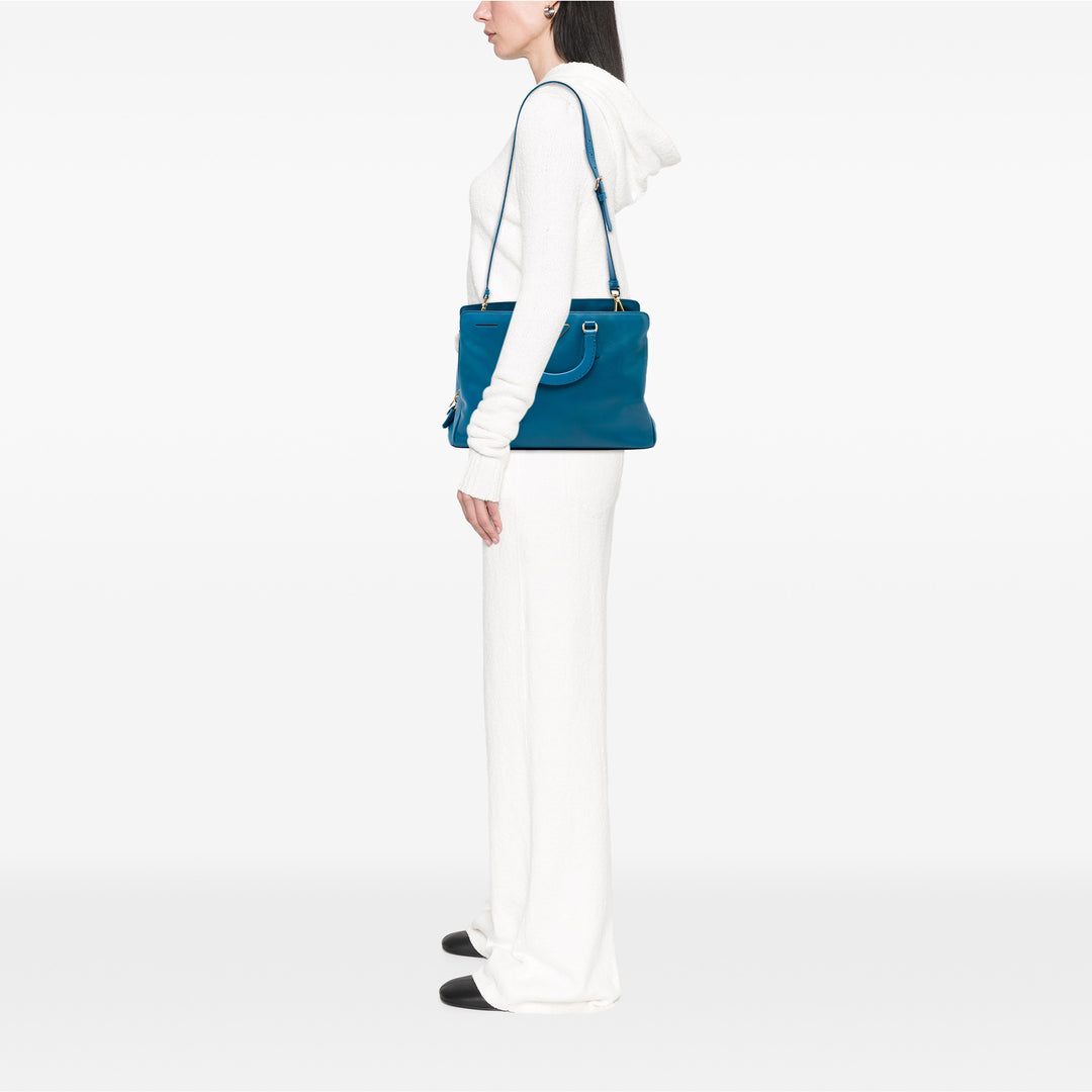 Prada Cabas Lux Zippé Saffiano Moyen Bleu – vue 7 – GABY PARIS